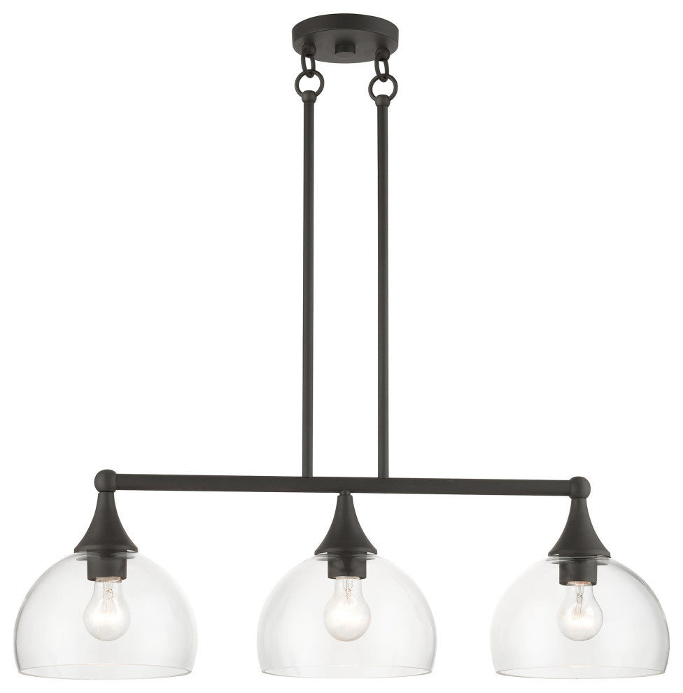 3 Light Bronze Linear Chandelier