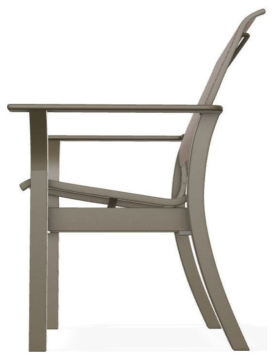 Leeward Sling Stackable Outdoor Dining Chair, Augustine Fennel/Beachwood