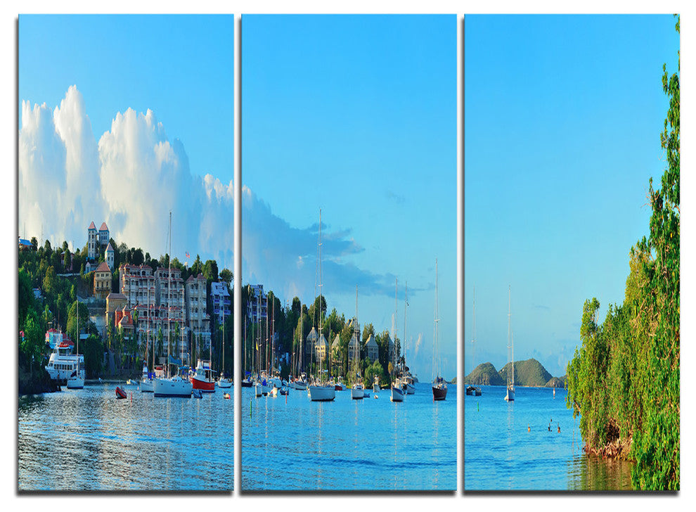 "St John Bay Panoramic View" Metal Wall Art, 3 Panels, 36"x28"