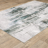 Michaela Machine Washable Modern Grey/ Teal Indoor Area Rug, Grey, 5'x7'