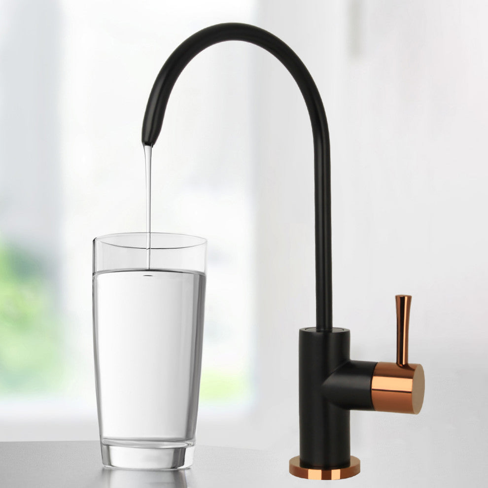 One-Handle Copper Drinking Water Filter Faucet Water Purifier Faucet, Matte Black & Rose Gold