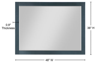 Maribella Rectangular Bathroom Wood Framed Wall Mirror, Classical Blue, 48"