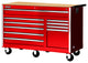 56" 10-Drawer deep Tool Cabinet With Hardwood Top, Red