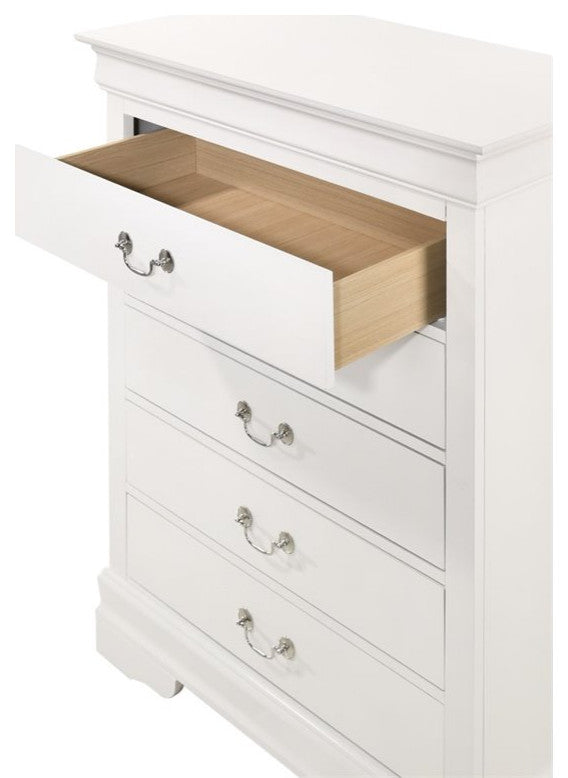 Glory Furniture Louis Phillipe 5 Drawer Chest in White