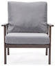 LeisureMod Walbrooke 3-Piece Patio Set With Brown Aluminum Frame and Cushions, Grey