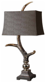 Uttermost Stag Horn Resin Table Lamp in Burnished Bone Ivory/Chocolate
