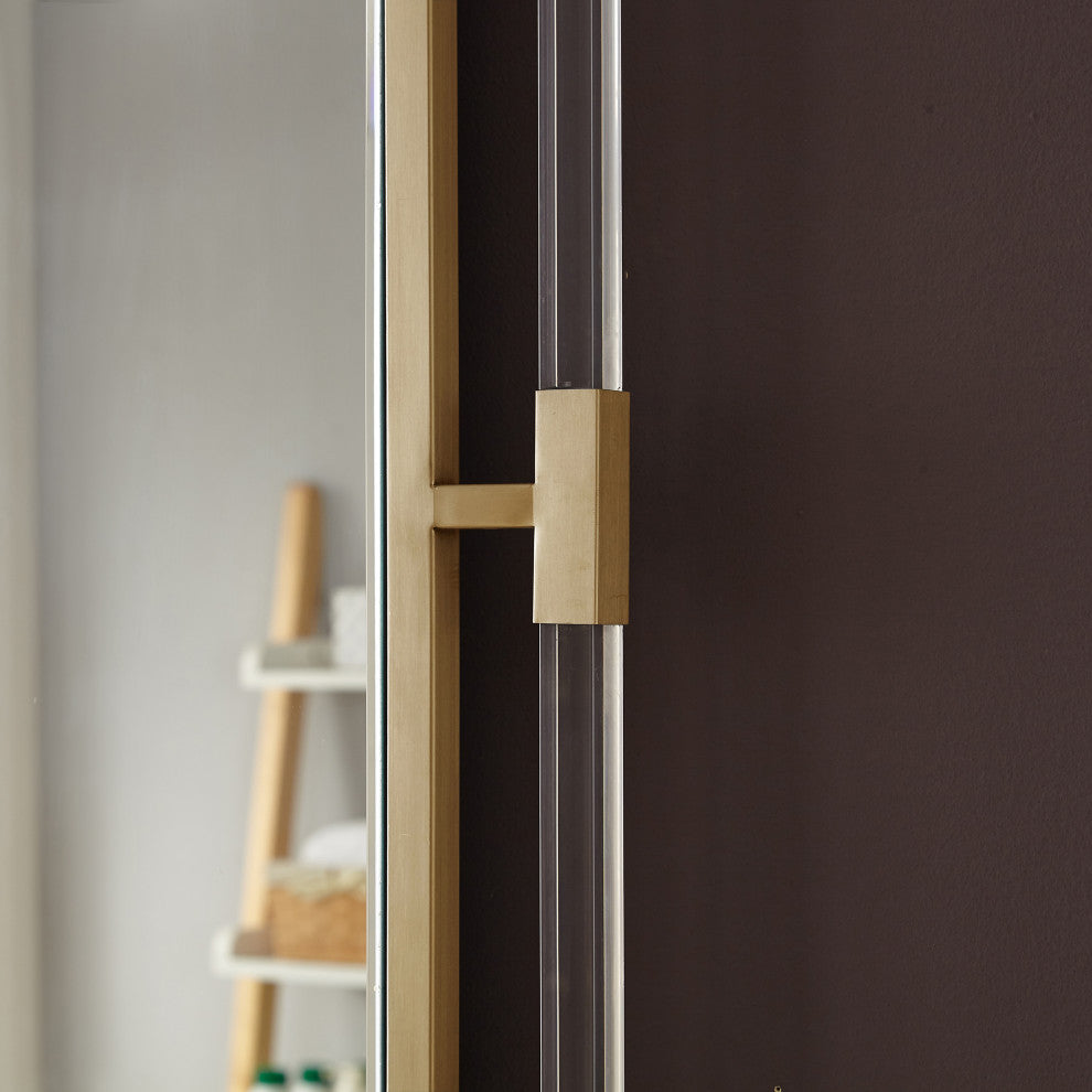 Ghost Mirror, Acrylic/Brushed Gold, Rectangular