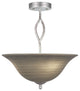 Revo Semi-Flush With 3 Bulbs, With 16" Gray Linen Glass, Aged Silver
