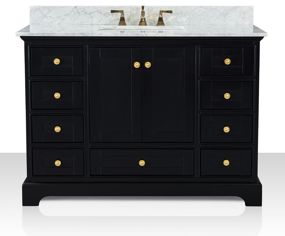Audrey Vanity Set, Black Onyx, 48", Gold Hardware, No Mirror