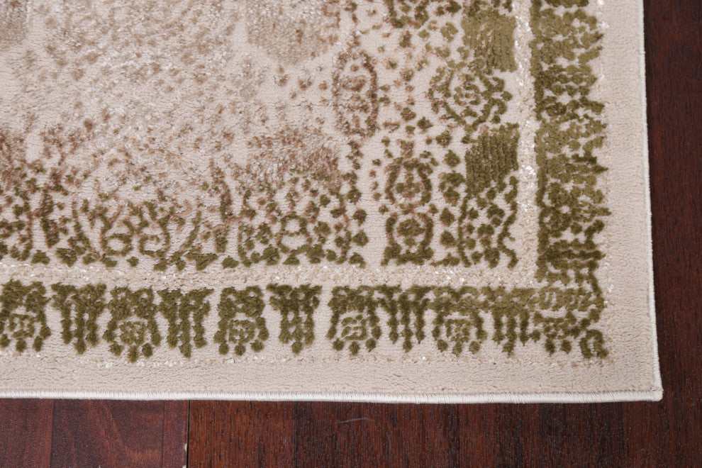Turkish Geometric Damask Transitional Oriental Rug Home Decor Carpet 3x10