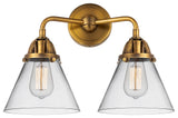 Large Cone Bath Vanity Light, Brushed Brass, Clear, Clear