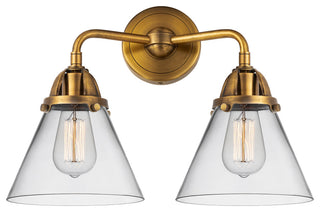 Large Cone Bath Vanity Light, Brushed Brass, Clear, Clear