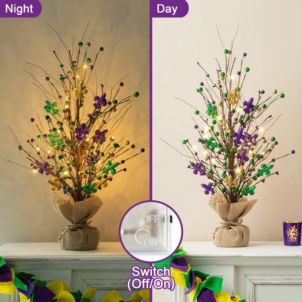 21"H Lighted Mardi Gras Table Tree