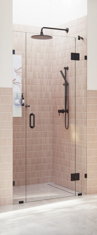 38"Wx78"H Frameless 3 Panel Inline Shower Door, Matte Black