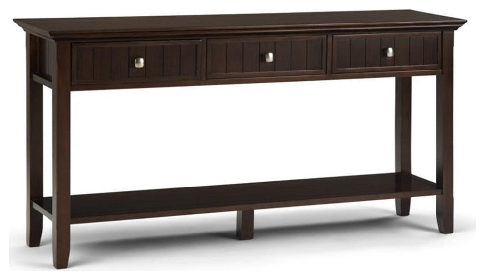 Acadian Solid Wood 60 Inch Wide Wide Console Sofa Table In Brunette Brown