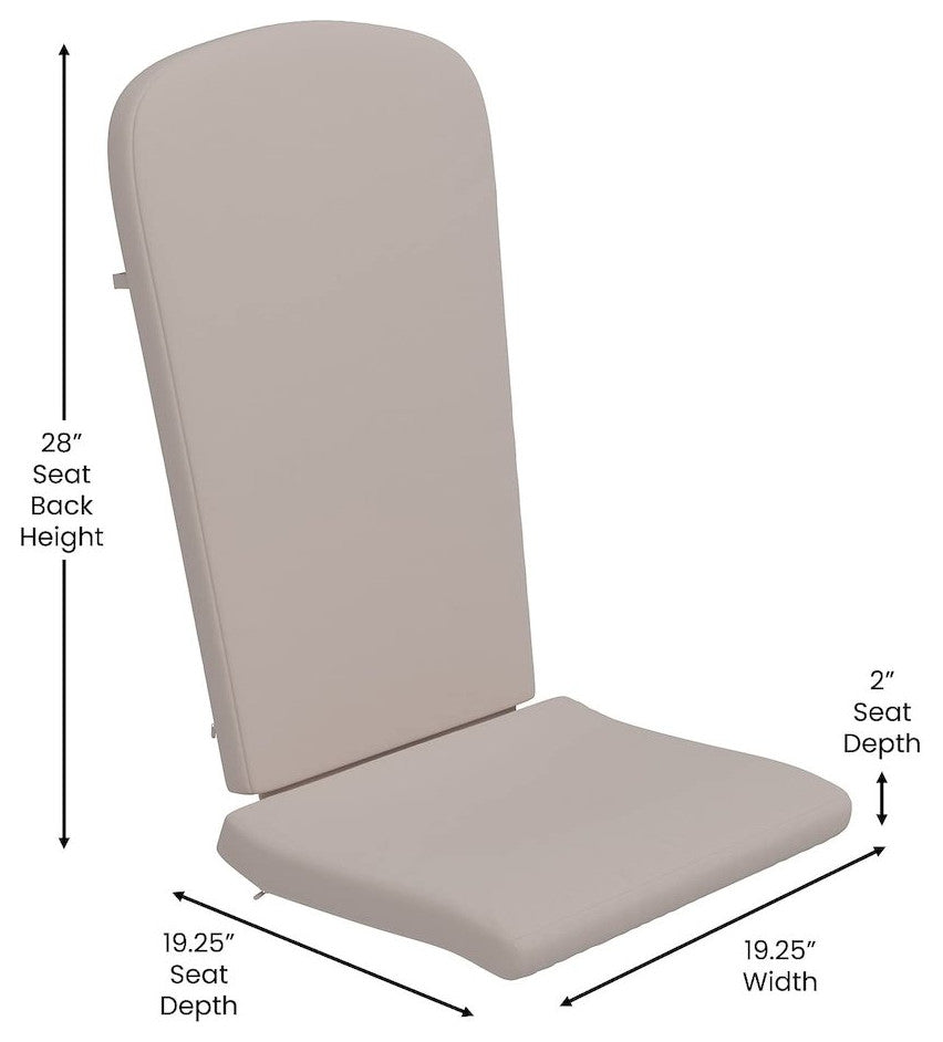 Set of 2 Adirondack Chairs in Slate Gray with Cream Cushions, Porch, and Patio