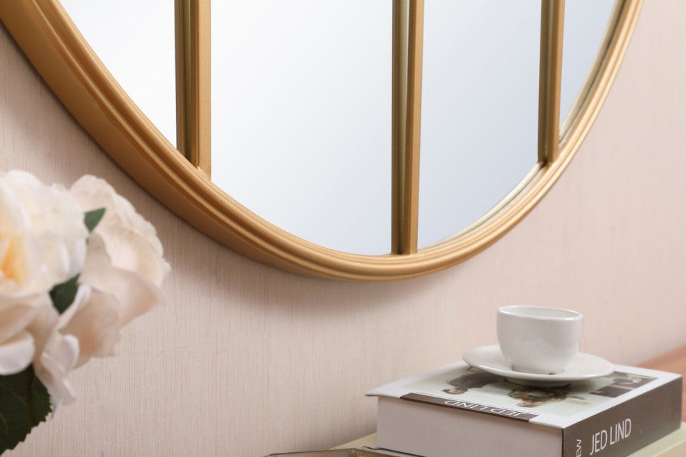 Macey Metal Windowpane Mirror, 42"x42", Brass
