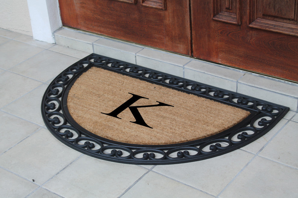 A1HC Half Round 30"x48" Double Door Monogrammed Doormat, K