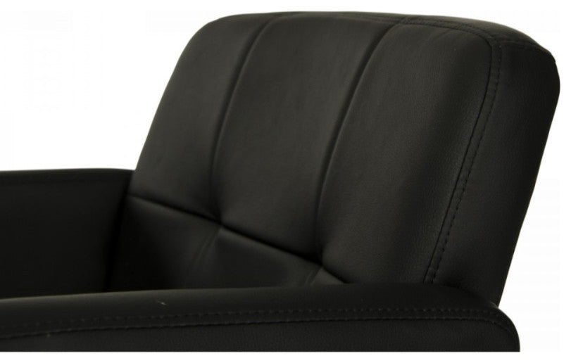 Leather Upholstery Bar Stool with T Shape Footrest and Steel Base, Black