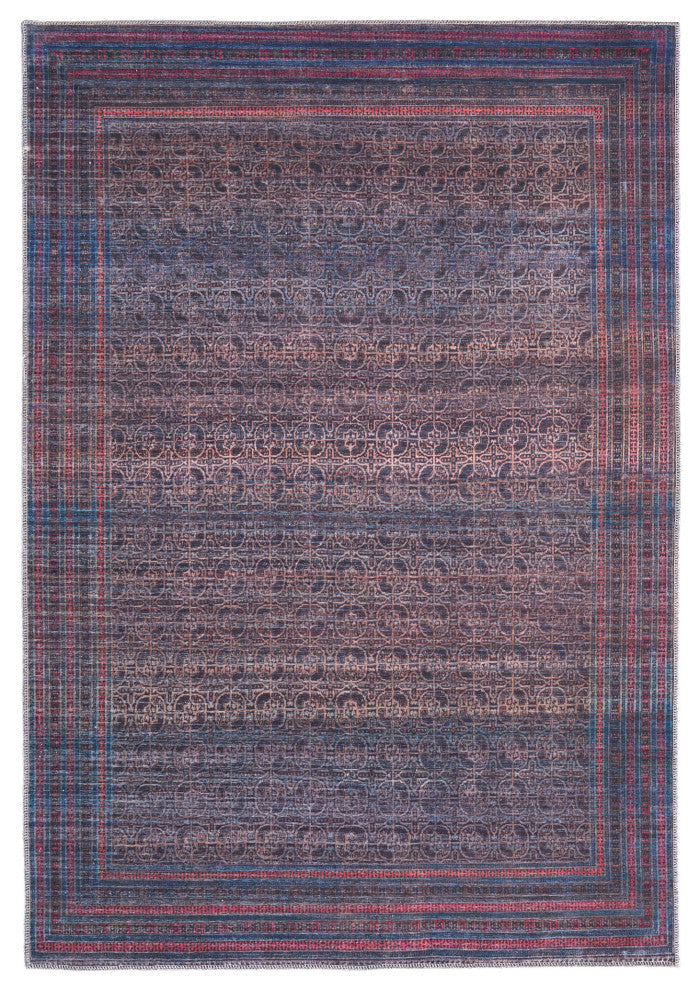 Welch Oriental Machine Washable Charcoal Gray/Pink Rug, 2'x3'