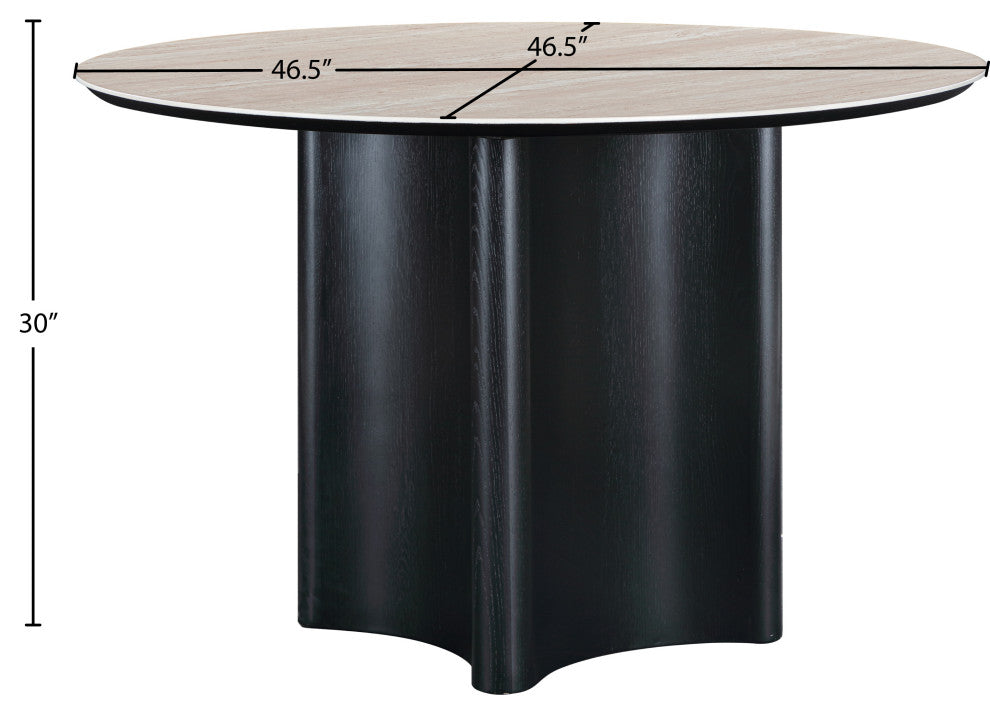 Corvina Stone And Oak Veneer Dining Table, Black, 46.5" W x 46.5" D, Round