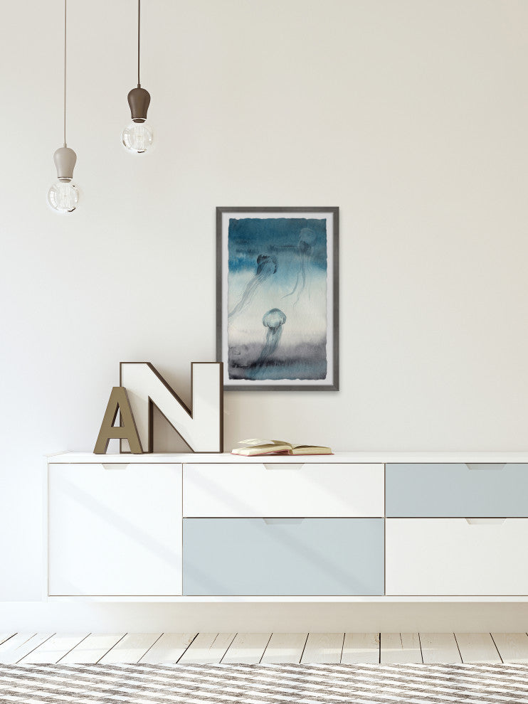 "Jellyfish Gather" Framed Painting Print, 20x30