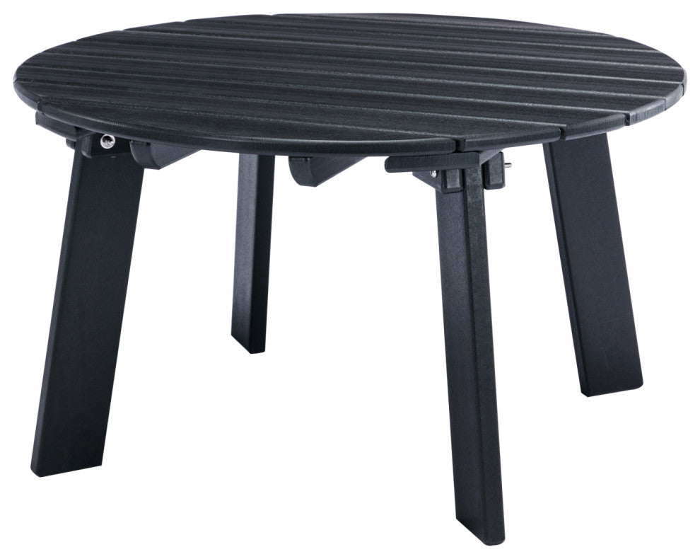 32''D Patio Outdoor Round Coffee Tables, Adirondack Table, Black