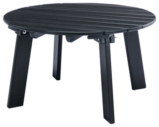 32''D Patio Outdoor Round Coffee Tables, Adirondack Table, Black