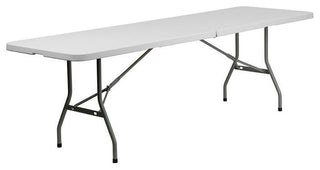 Pemberly Row Plastic Bi Folding Table in White
