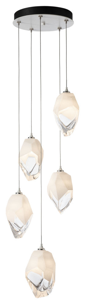 Chrysalis 5-Light Large Crystal Pendant White Finish- Long, White Crystal