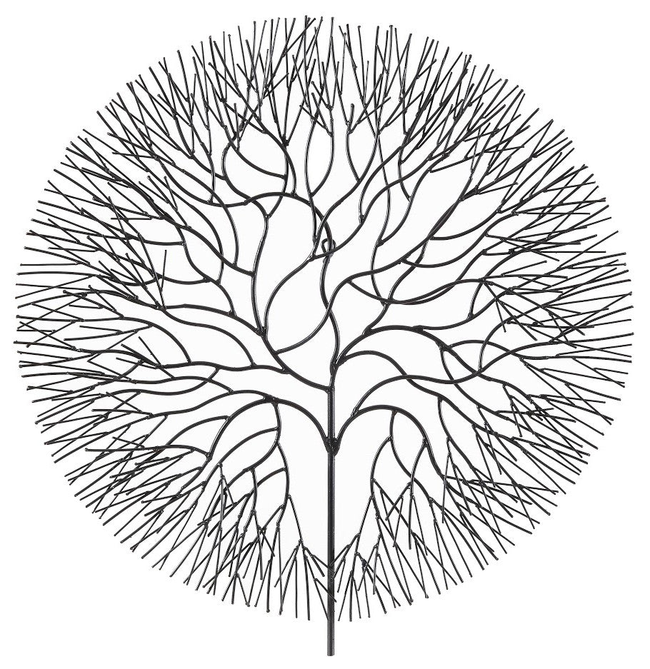 Wire Tree Wall Art, Circle, Metal, Black, Large