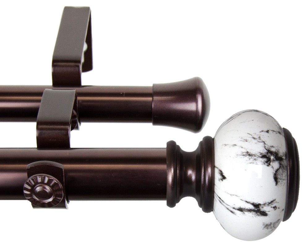 Everly 1" Diameter Double Curtain Rod, Bronze, 120-170"
