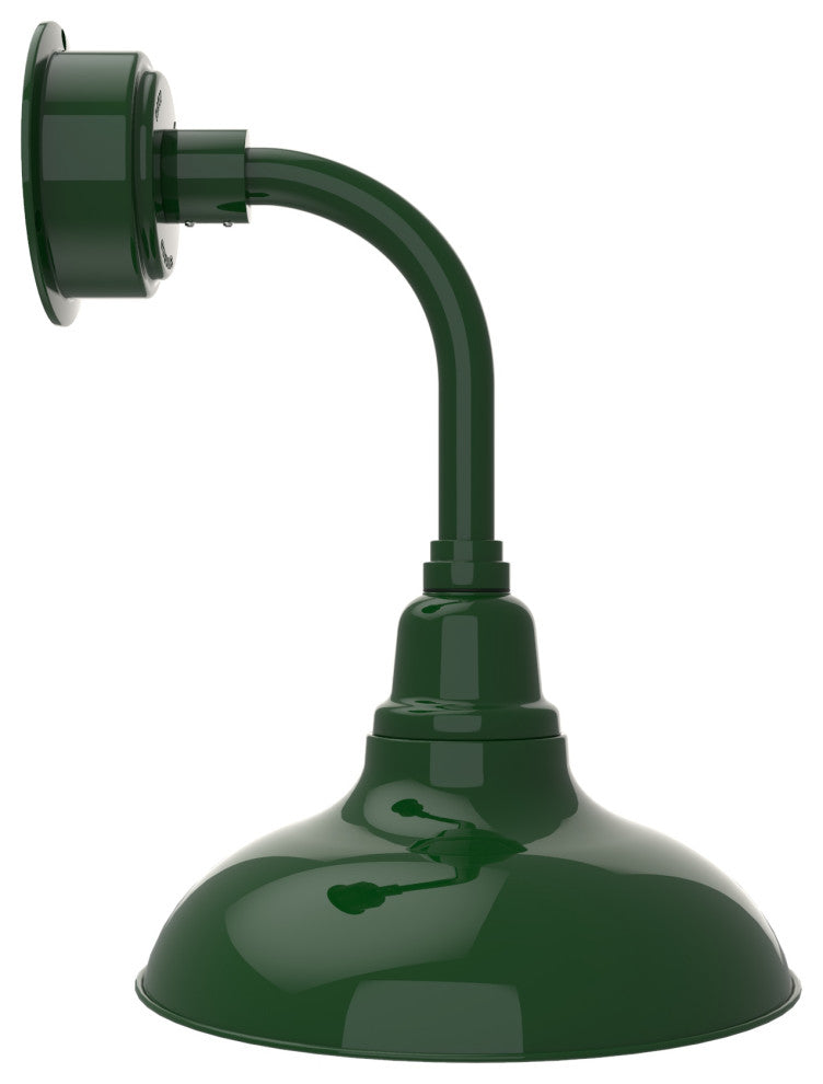 12in. Green Gooseneck Barn Light with Trim Arm