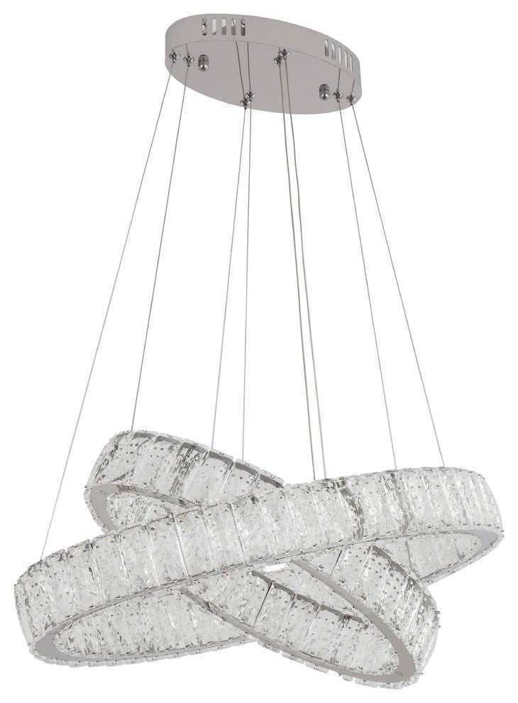 Chrome Dimmable LED Chandelier With Clear Crystal Accents