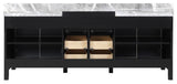 Zilara 80" Black and Grey Double Vanity, Castle Grey Marble Tops
