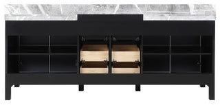 Zilara 80" Black and Grey Double Vanity, Castle Grey Marble Tops