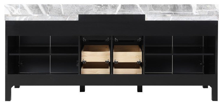 Zilara 80" Black and Grey Double Vanity, Castle Grey Marble Tops