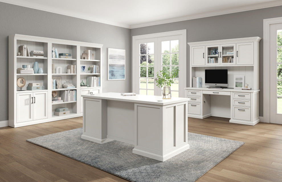 Modern Wood Hutch With Doors Storage Hutch Office Storage Fully Assembled White