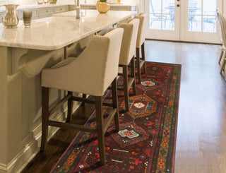 Fine Vintage Distressed Silas Burgundy/Gold Runner, 3'7x10'2