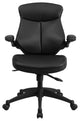 Mid-Back Black Leather Executive Swivel Chair With Back Angle Adjustment