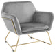 Benzara BM287937 Modern Accent Chair, Padded Seats and Metal Frame, Gray Velvet