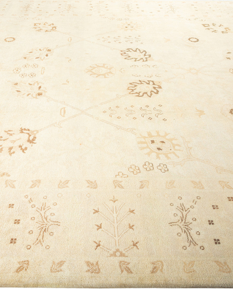 Eclectic, One-of-a-Kind Hand-Knotted Area Rug Ivory, 9' 1" x 12' 0"
