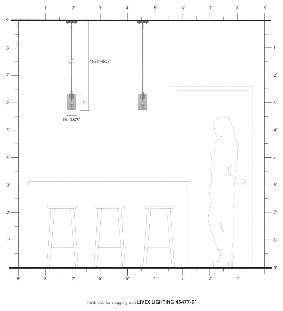 Livex Lighting Zurich 1 Light Brushed Nickel Mini Pendant