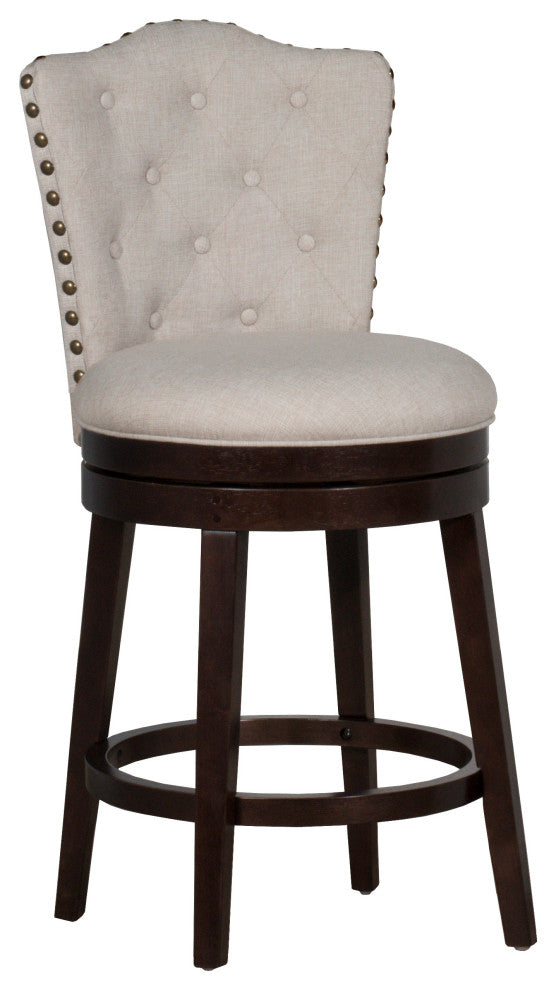Hillsdale Edenwood Wood Counter Height Swivel Stool with Tufted Back