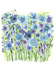 Watercolor Floral Print, Blue, 8"x11"