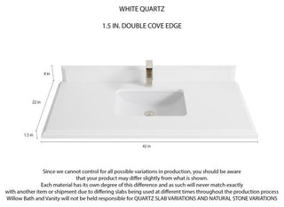 Elizabeth 42 Single Sink Bath Vanity in Light Natural Teak 1.5" White Quartz