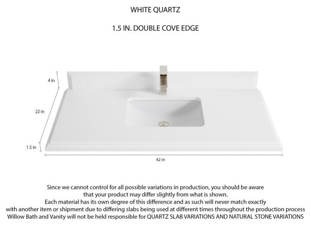 Elizabeth 42 Single Sink Bath Vanity in Light Natural Teak 1.5" White Quartz