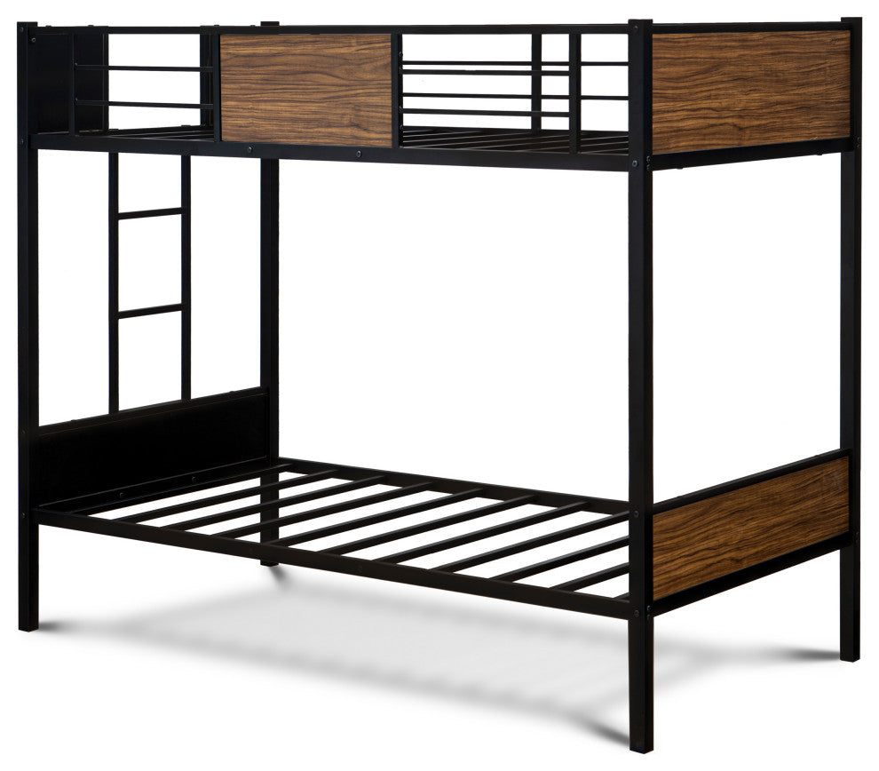 Lynfield Twin Bunk Bed In Powder Coating Black Color