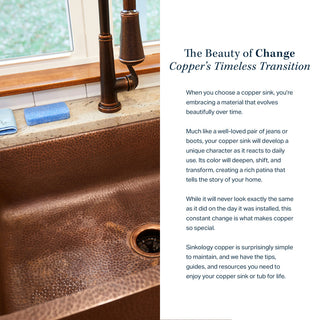Lange Copper 25" Single Bowl Farmhouse Apron Front Undermount Kitchen Sink