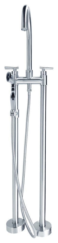 CastelloUSA Saturn Double Handle Clawfoot Tub Filler Faucet, Brushed Nickel, Breeze Handle